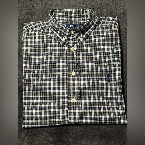 Ralph Lauren Polo Boys Checked Button-Up, EUC, Size 14/16 - Picture 1 of 9